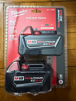 Milwaukee M18 REDLITHIUM XC 5.0 18V Li-Ion 5Ah Battery Pack 48-11-1852