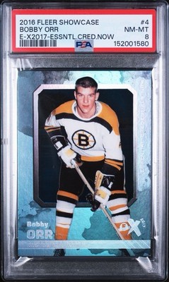 2016 FLEER SHOWCASE E-X2017 #4 ESSENTIAL CREDENTIALS NOW BOBBY ORR 4/4 PSA 8
