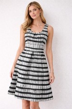 Anthropologie Fit & Flare Dress Black White Classic