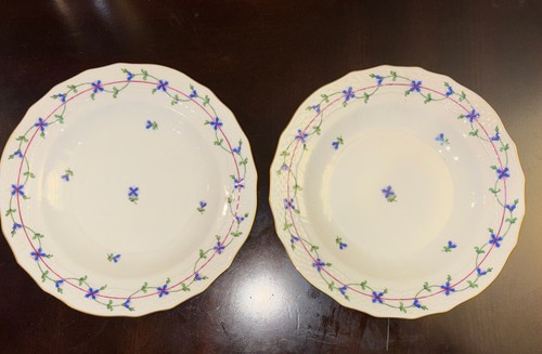 2 Herend Hungary Blue Garland Dessert Luncheon Plates 1520 PBG