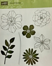 Stampin Up SECRET GARDEN Stamp Set Retired Floral Cling Rubber Stamp Sets