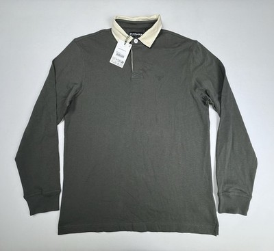 Barbour Howtown Rugby Long Sleeve Shirt Olive Green Made in