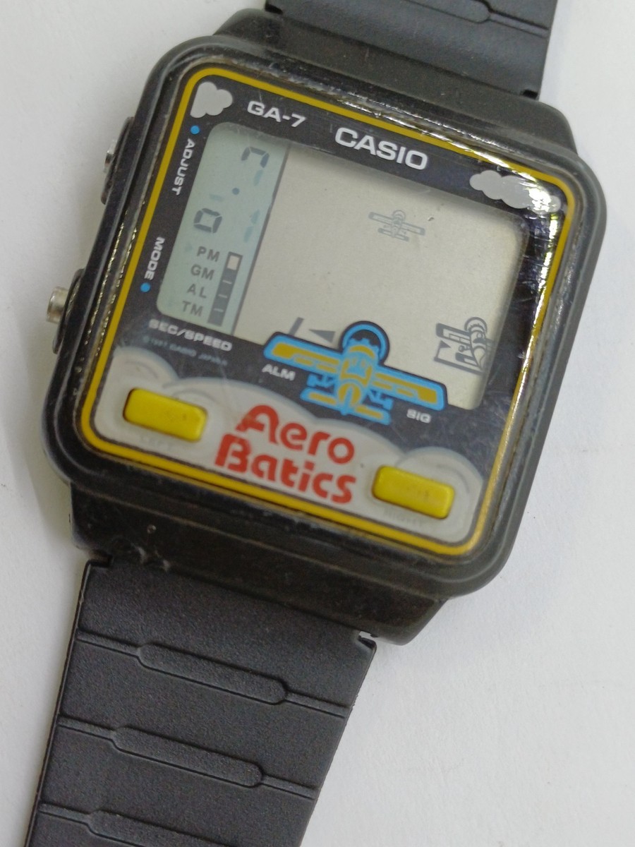 RARE VINTAGE CASIO GAME 688 GA-7 AERO BATICS DIGITAL WATCH JAPAN