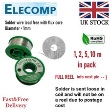 Solder Wire Lead Free Fluxed Core 1 - 10m Free P&P UK stock
