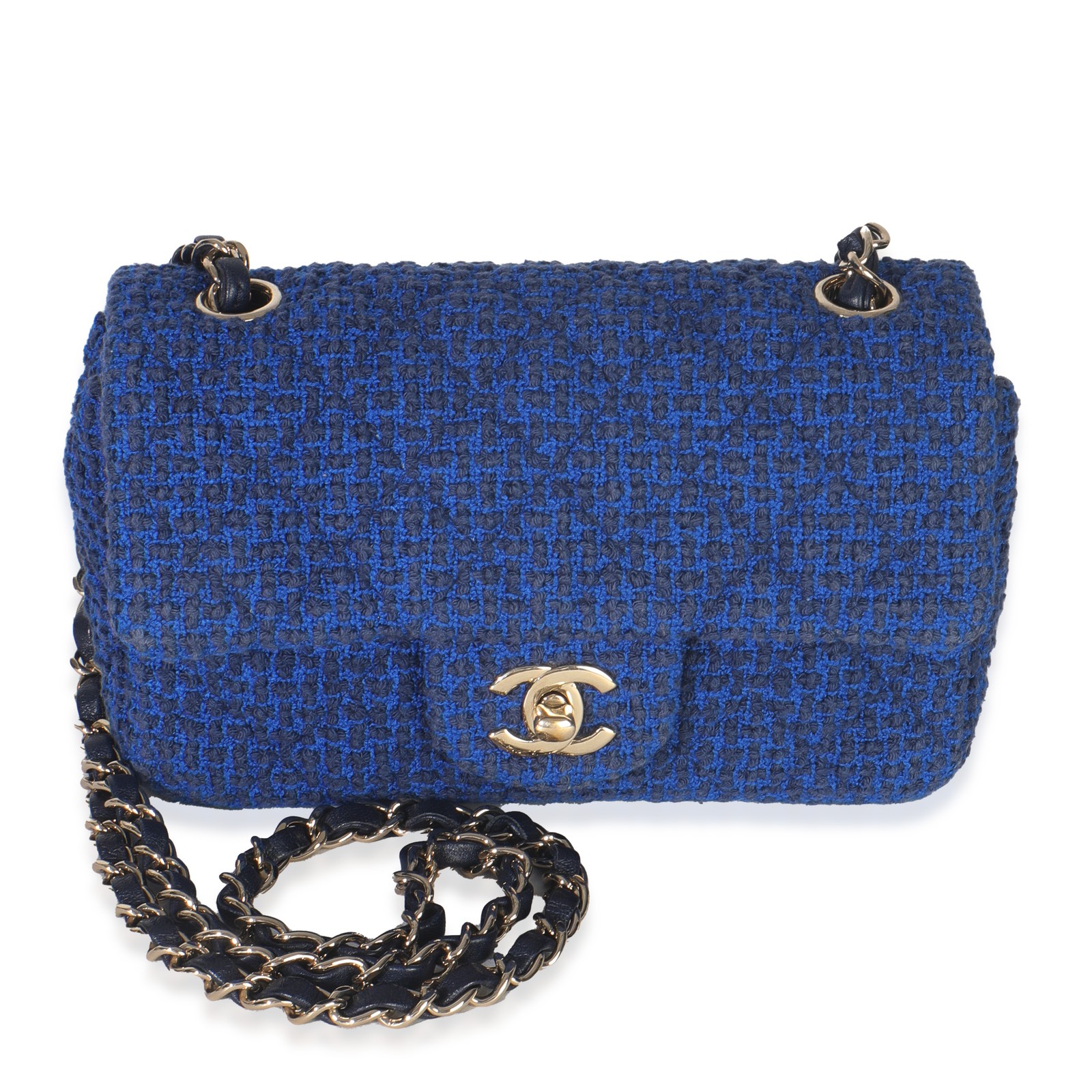 Chanel Electric Blue Tweed Mini Rectangular Flap … - image 1