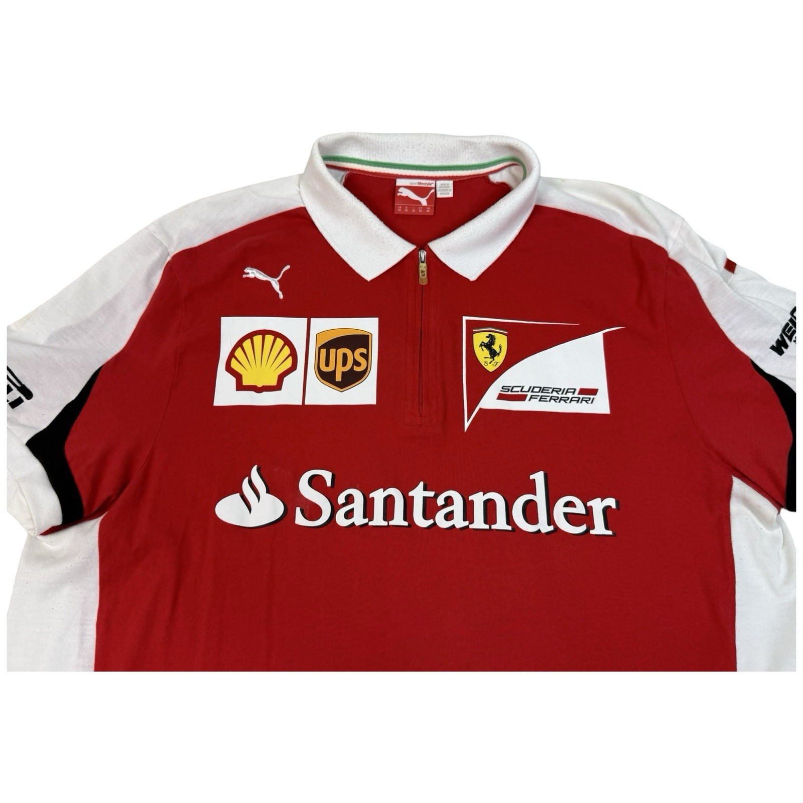 Puma Ferrari F1 Polo Shirt XL Scuderia Santander Pirelli Shell Racing Red Rare image 3