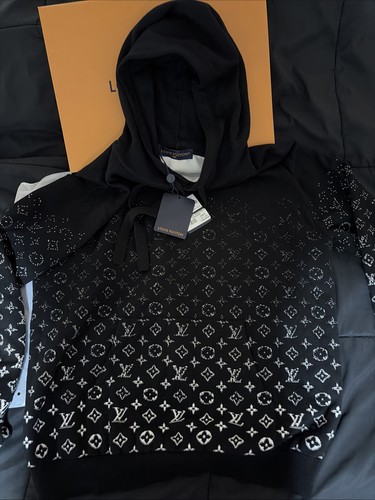 Louis Vuitton Monogram Gradient Hoodie Graphic Print Black White “used” With Tag