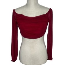 Crop Top Sheer Off the Shoulder Sleeves Size Medium SKU C24132