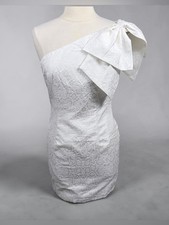 NWT WNTRMSE White Henna Dress One Shoulder Jacquard Bow Accent, Size 4