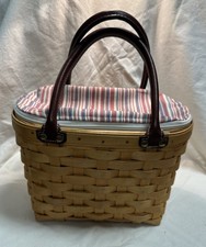Longaberger Basket Handbag Boardwalk Zip Striped Lined Purse