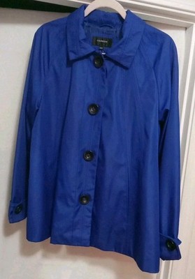Colebrook Rain Jacket Size 14-16 Women's Blue Button Closure And Pockets