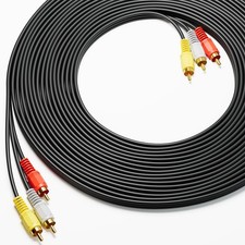 RCA Cables, 3RCA Cable Audio Video 24K Gold Plated Connecting Audio Video Com...