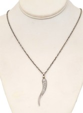 14K White Gold Diamond Horn Pendent &Chain, 20'' Long
