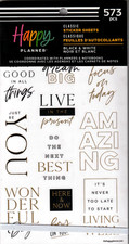 Happy Planner Black and White Sticker Book - 30 Pages - 573 Pieces - NEW