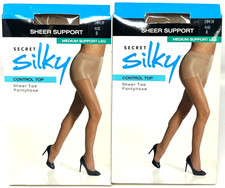  2 Secret Silky Control Top Sheer Toe Pantyhose Sealed 10410 Nude B