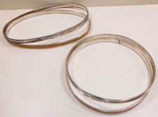 2 Vtg Metal Embroidery Hoops Spring Tension With Cork Lining 9" Oval & 7" Round