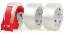 BOMEI PACK Heavy Duty Packaging Tape with Dispenser - 3 Rolls, Total 330Y, 2.6 m