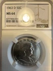 1963-D Benjamin Franklin NGC MS64 Silver Half Dollar