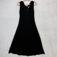 Vince Sweater Dress Womens Small Black Wool Sleeveless V Neck Midi A Line Knit