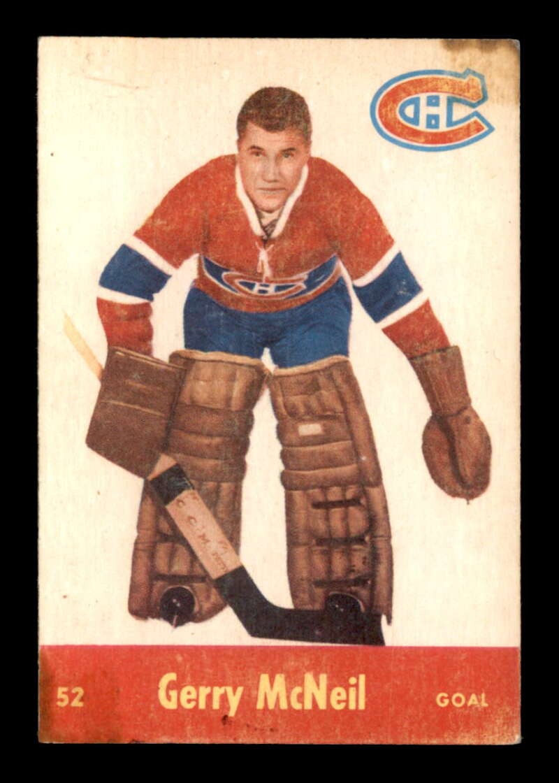 Gerry McNeil #52 Hockey Cards 1955 Parkhurst trading card — raw and PSA graded price guide