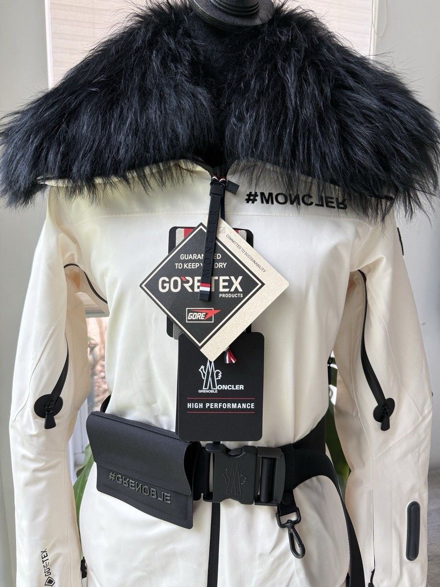 Moncler Grenoble Vizelle Off-White Ivory Lamb Fur Down Puffer Ski