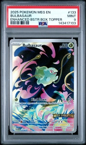 2025 Pokemon Mega Evolution Enhanced Box Topper BULBASAUR #133 PSA 9