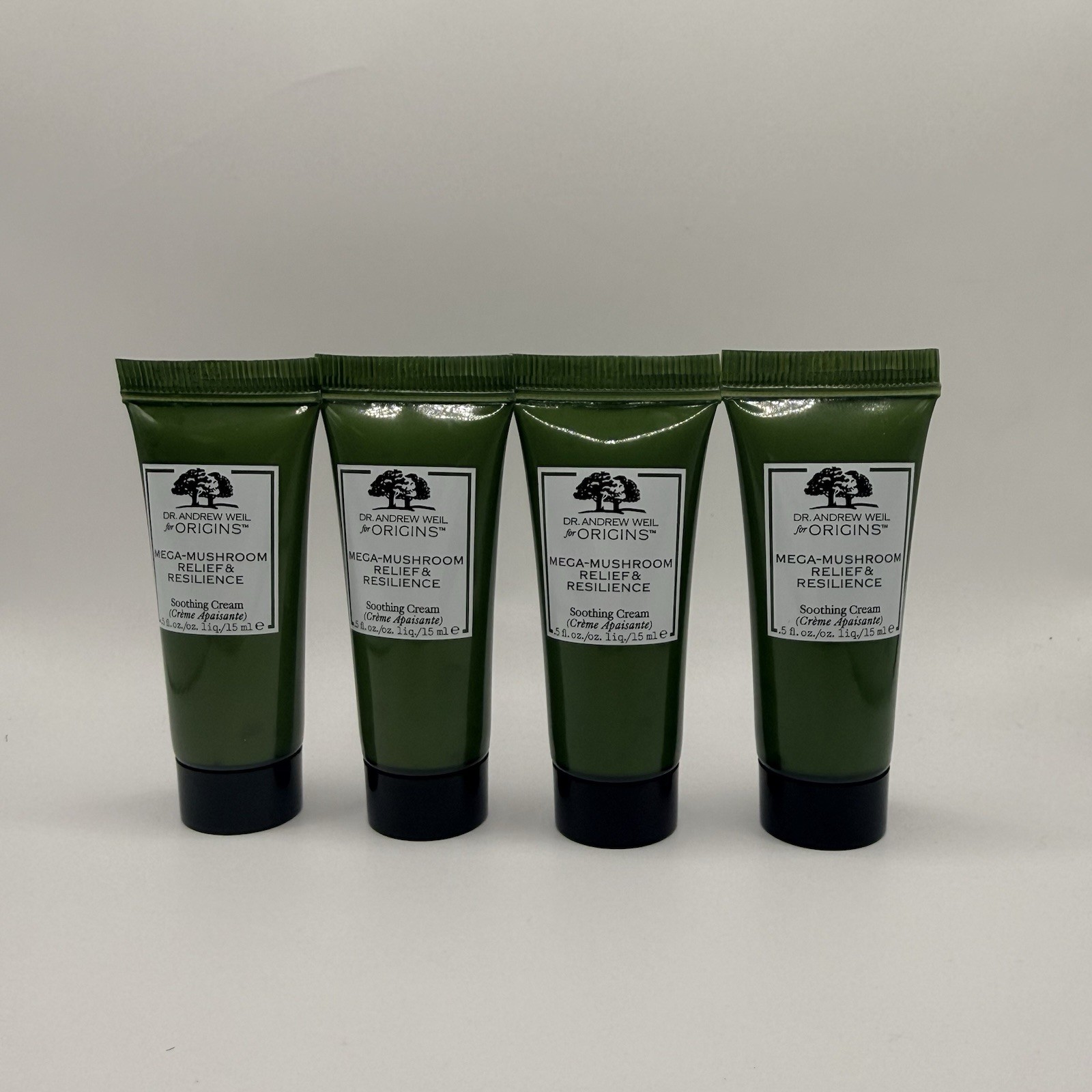 2.0 oz Origins Mega-Mushroom Skin Relief & Resilience Soothing Cream 4X .5 oz