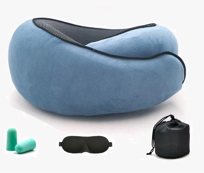 Memory Foam Travel Neck Pillow - Compact Ergonomic Support for Comfort