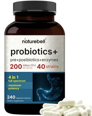 NatureBell Probiotic 200 Billion CFU   40 Strains Per Serving | 240 Veggie Capsu