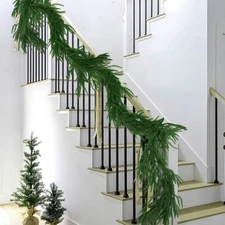 Christmas Norfolk Pine Garland Artificial Real Touch Greenery Garland for Mantle