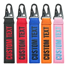 Customized Double Sided Keychains Keyrings Embroidered Bike Car Key Tag Outboard