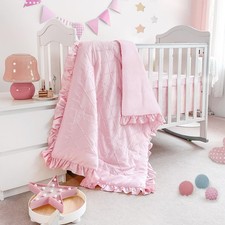 Baby Girl Crib Bedding Set, Boho 3-Piece Crib Comforter Set for Girls, Ruffle...