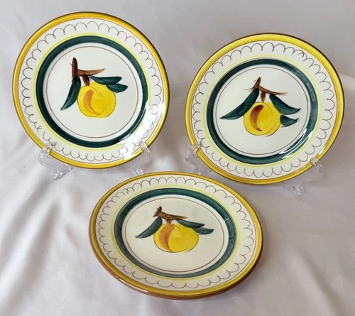3 VTG 1960s Stangl Pottery FRUIT PEACH Redware Dessert or Bread & Butter Plates