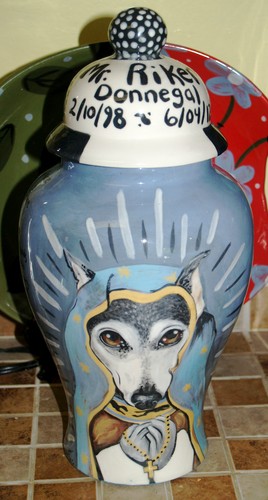 Custom memorial burial Pet DOG Cat cremation urn Lg greyhound sacred religious - Picture 2 of 2