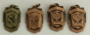 Vintage Jewelry Pendant Charm Medals PING PONG & Racquetball Intramural Awards