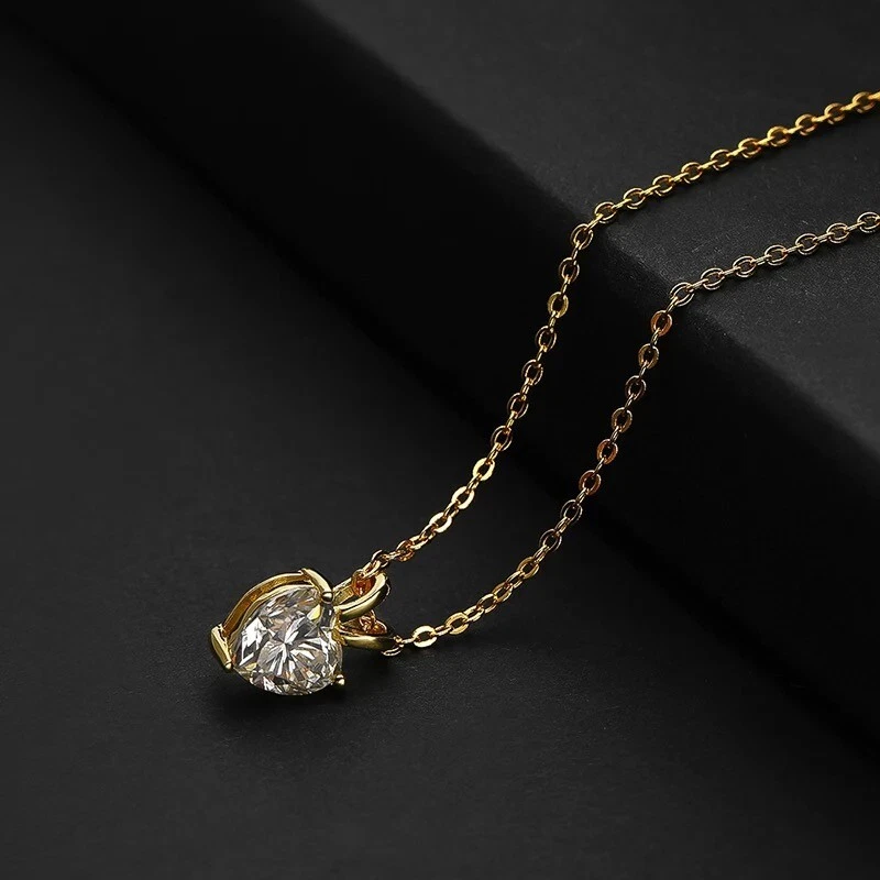 1ct Heart Cut Pendant Necklace Diamond Test Pass Lab-Created VVS1/D/Excellent — 第 2/4 张图片