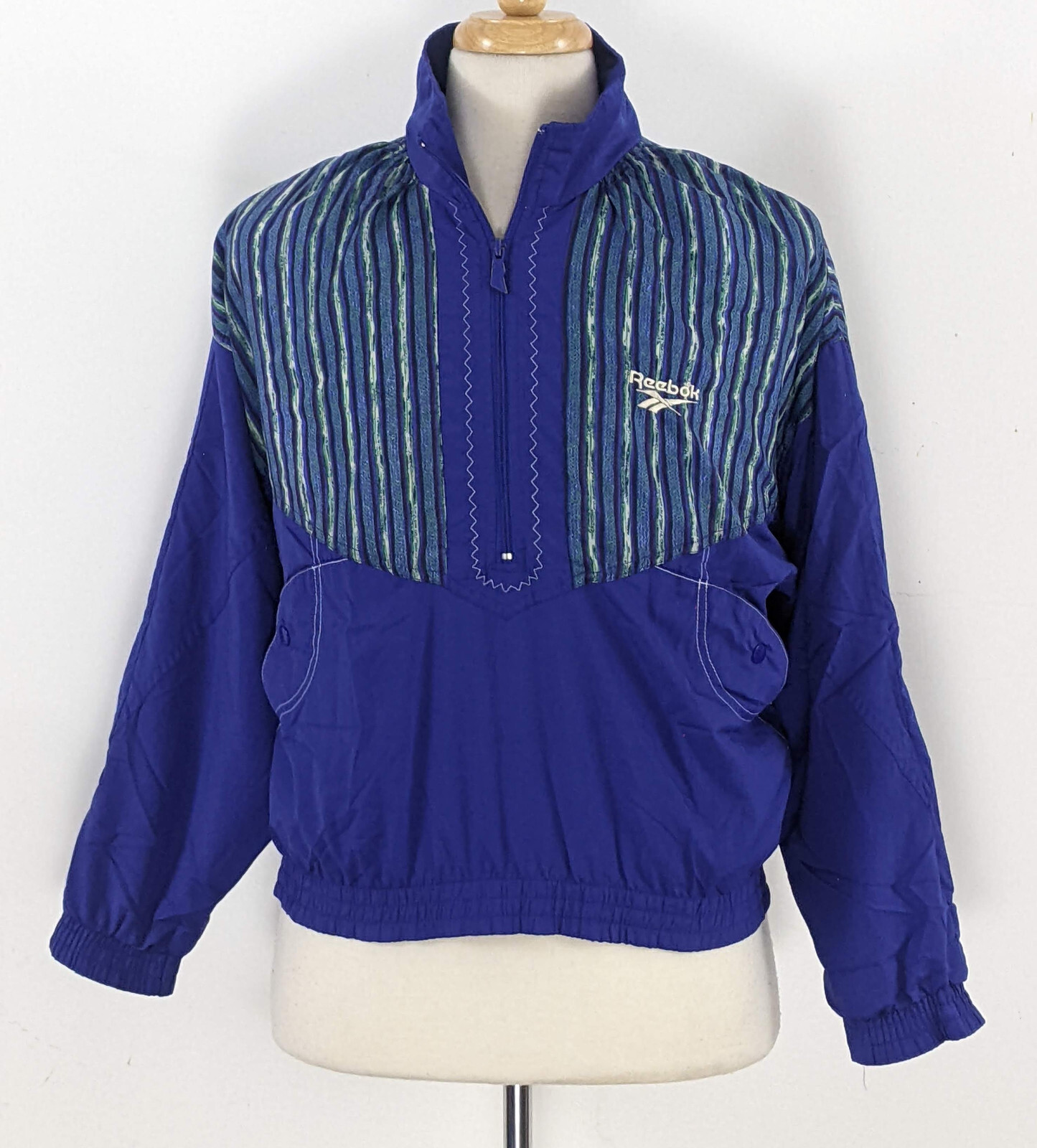 Vintage 90s Reebok 1/2 Zip Windbreaker Jacket Cotton Lined Men's Size Medium
