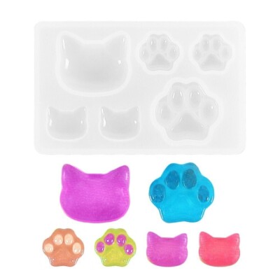 Silikonform Katze Tatze 77x47mm Epoxidharz Formen Katzenkopf Pfote - 2122