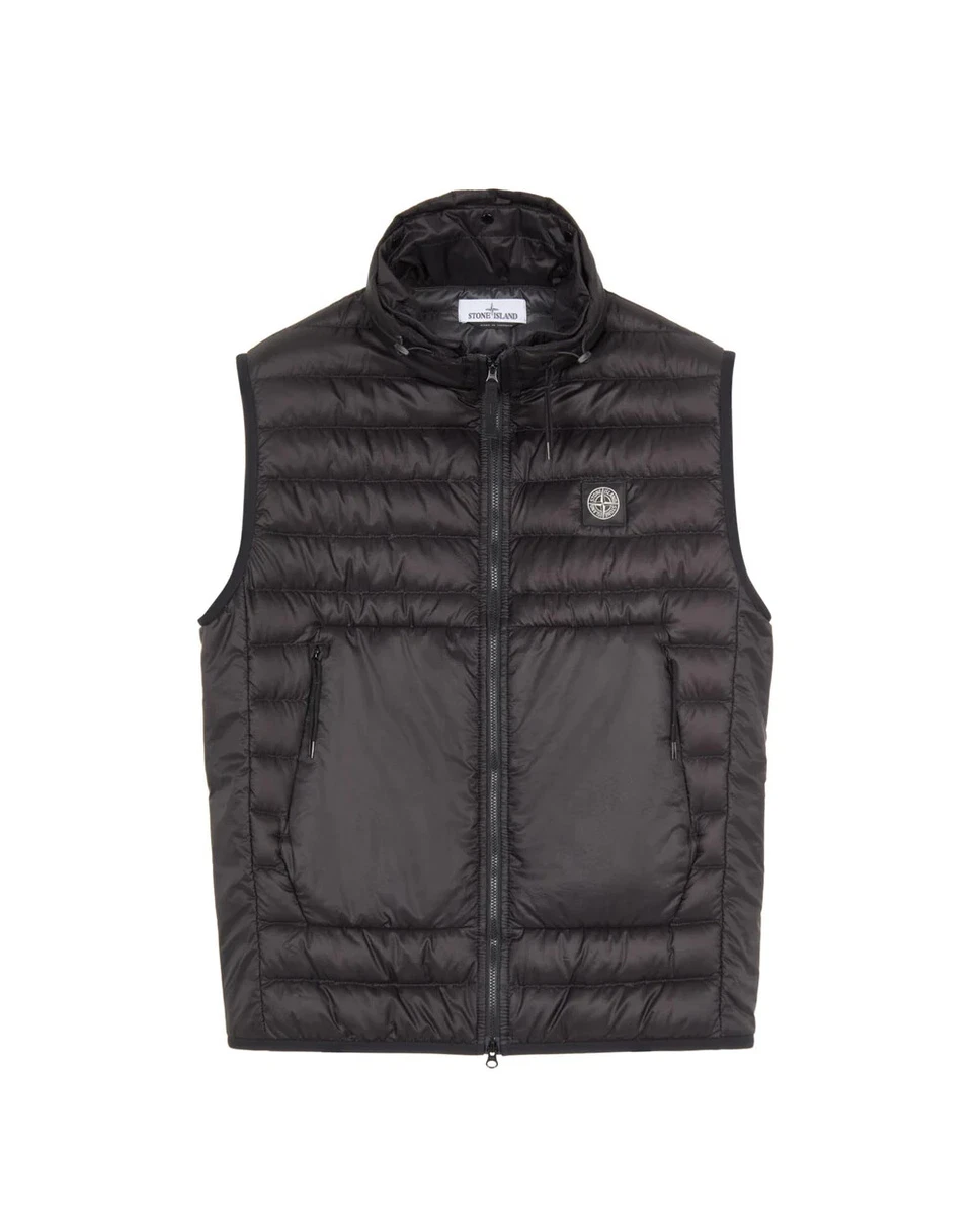 STONE ISLAND Sleeveless Bio-Based Down-Filled Quilted Nylon Ripstop Vest,  Black