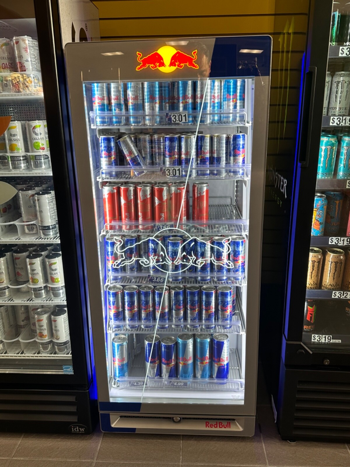 red bull fridge cooler 5ft L.E.D lights both in and out clean inside