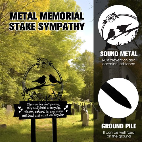 Memorial Stakes Rustproof Metal Grave Markers Sympathy Bird Memorial
