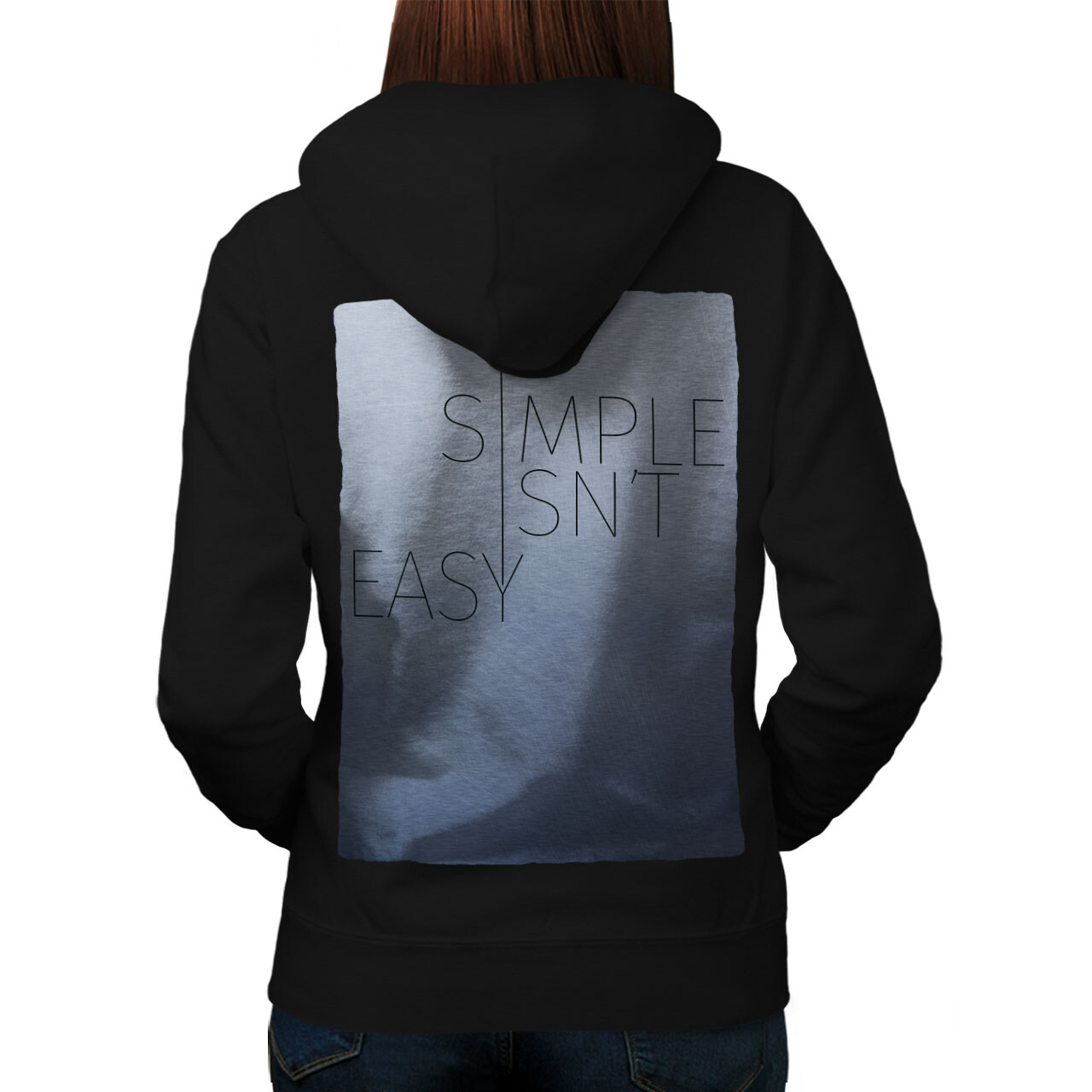 Wellcoda Simple Isn't Motivational Womens Hoodie Back