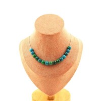 Steine Und MinéRaux. Halskette 15 Perlen Chrysocolla GetöNte 8 Mm. Kette IN Caie