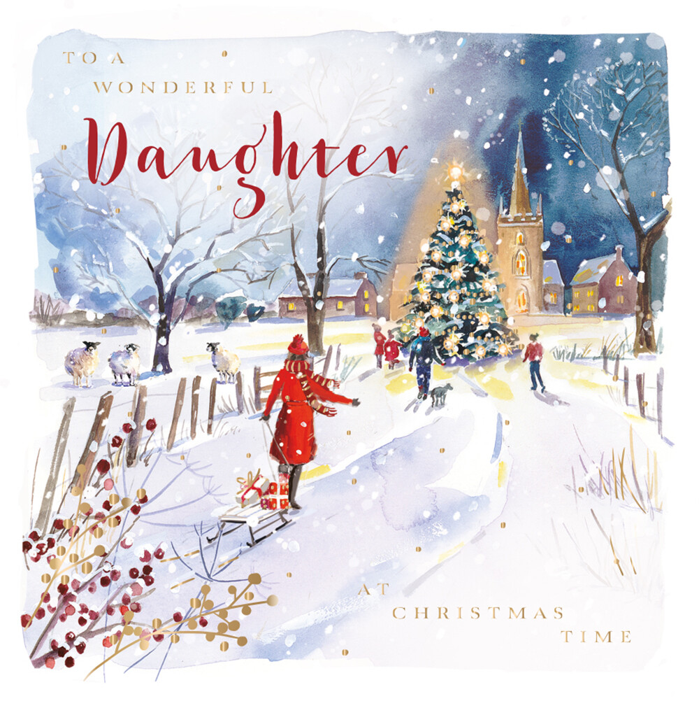 Wonderful Daughter Festive Xmas Tree At Night Christmas Card Xmas Greeting Cards