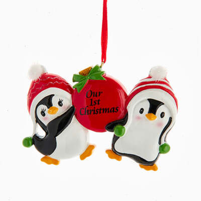 Penguins Our 1st Christmas Ornament 4''