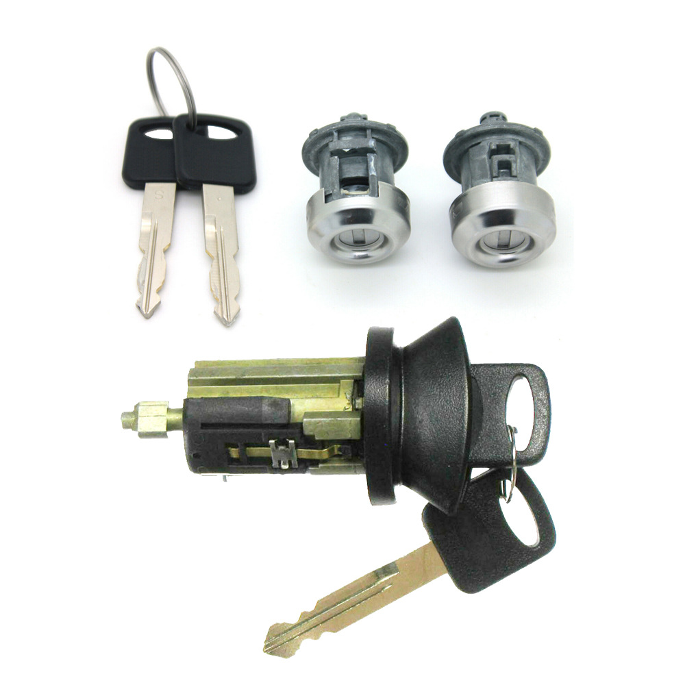Ignition Key Switch Lock Cylinder & Door Pair Tumbler Barrel For Ford