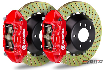 Brembo Rear GT Big Brake 4P Caliper Red 345x28 Drill Disc Porsche 