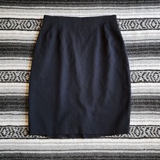 Vtg Liz Claiborne 12 / M Pleated Front 100 Wool Straight Pencil Skirt Black