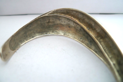 VINTAGE STERLING SILVER WIDE WAVE DESIGN HARD BANGLE CUFF BRACELET