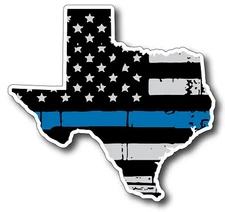 Thin Blue Line Texas Shaped American Flag Decal 3M Sticker Car Truck Police Cops